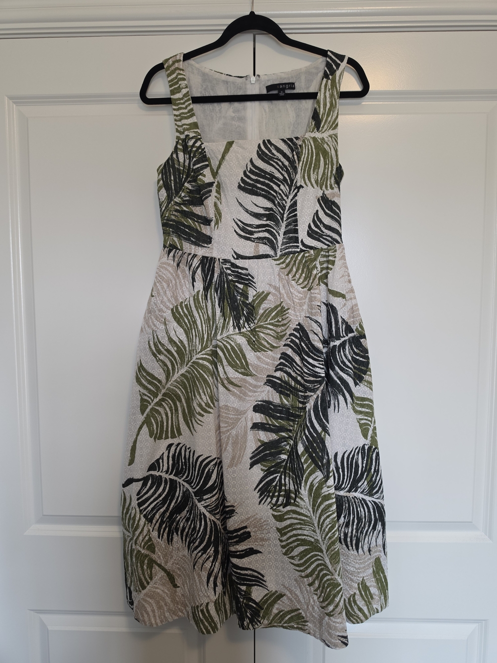 SANGRIA COTTON MIDI DRESS EYELET EMBROIDERY TROPICAL PRINT POCKETS SIZE 10